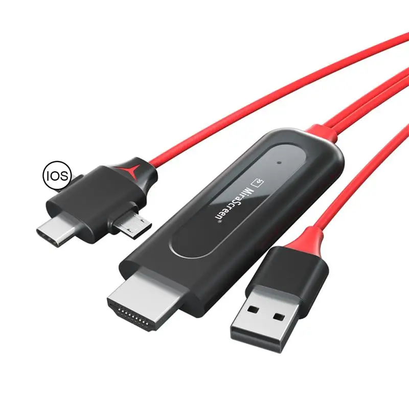 3-I-1 HDMI-Converter-Adapter USB-C Kabel-Micro USB Type C lightning til HDMI-Kompatibel til iPhone og Android-Telefon til TV-Projektor