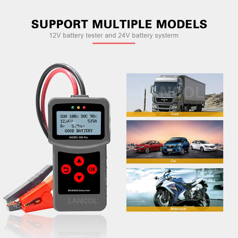 Bilens Batteri Belastning Tester MIKRO-200 pro 40-2000CCA 220AH 12/24V Automotive Digital Analyz