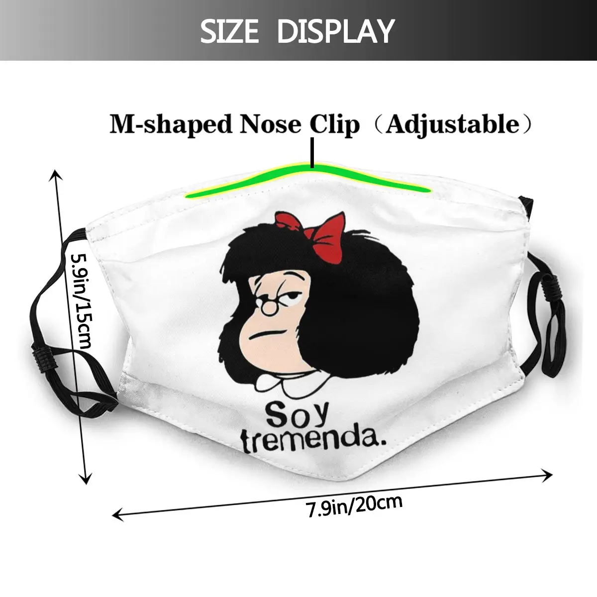 MAFALDA ER TREMENDA ARGENTINO kan Genbruges Munden Ansigt Maske med filter Anti Wind Støvtæt Ørekrog Beskyttelse Cover Dæmpe Mænd Kvinder