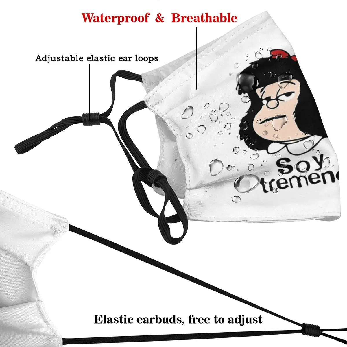 MAFALDA ER TREMENDA ARGENTINO kan Genbruges Munden Ansigt Maske med filter Anti Wind Støvtæt Ørekrog Beskyttelse Cover Dæmpe Mænd Kvinder