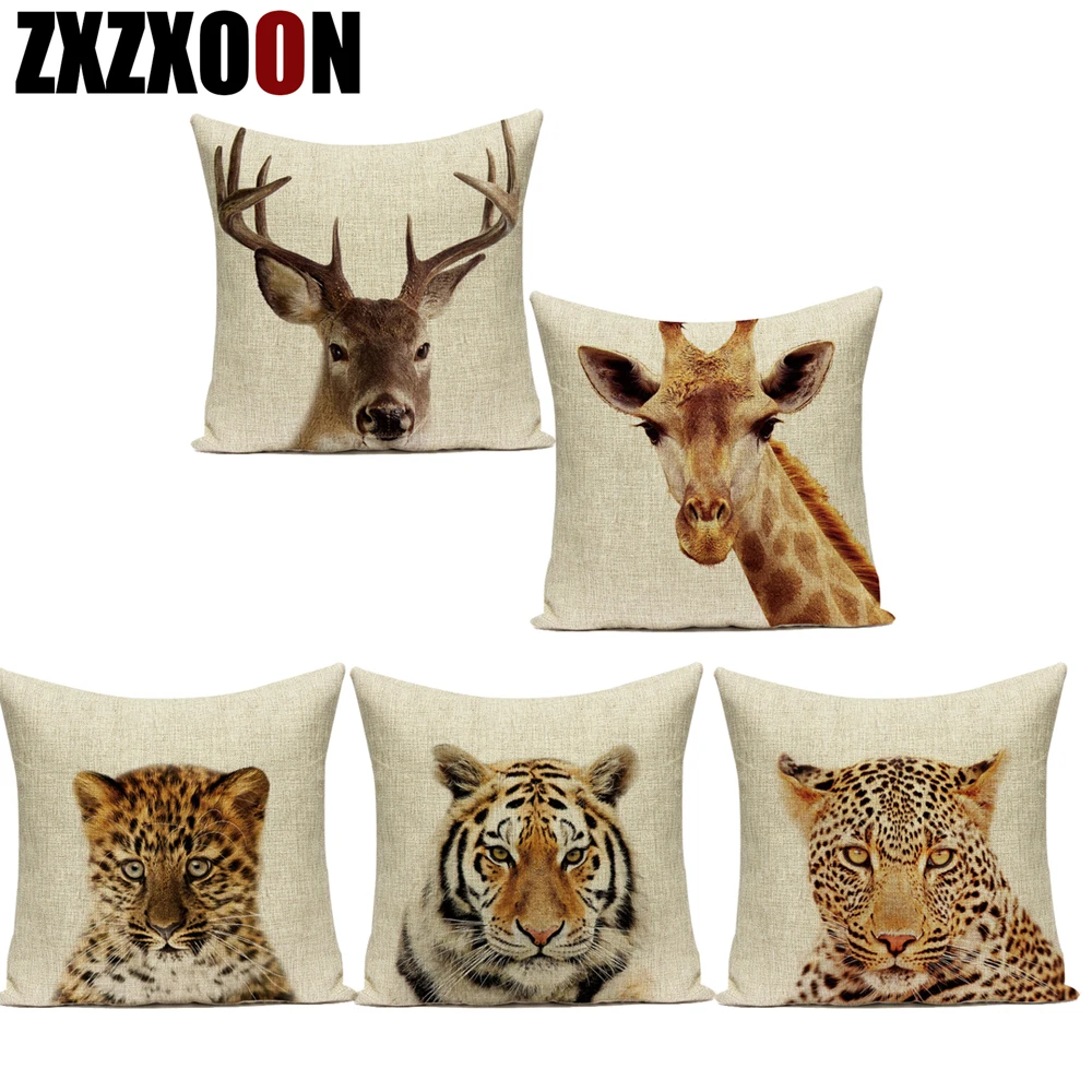 3D Dejlige Dyr, Hjorte, Giraf, Zebra Hest Pude Dække Dekorative Sofa Hjem Decor hyndebetræk Pudebetræk til stuen
