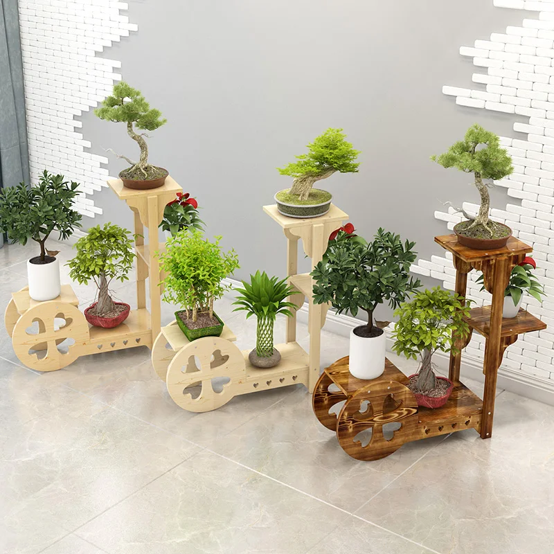 Louis Mode Plante Hylder i Massivt Træ Sal Stue Balkon Indendørs Flower Pot Anti-korrosion Kreative Provinsielle Plads