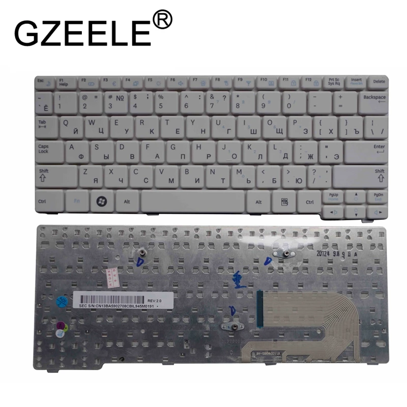 GZEELE NYE russiske tastatur til Samsung N150 plus N143 N145 N148 N158 NB30 NB20 N102 N102S NP-N145 Bærbar sort/hvid RU layout