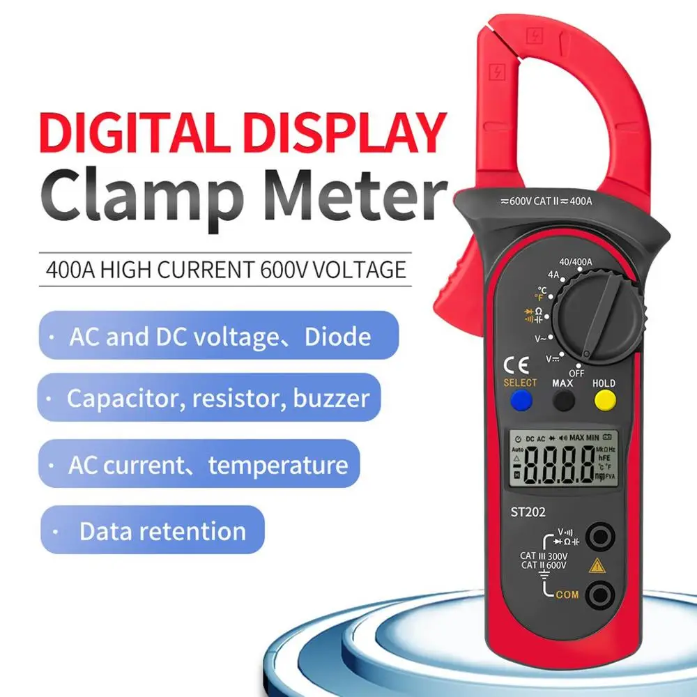 ANENG ST202 Digital Klemme Multimeter Ohm Modstand Transistor Testere AC/DC Strøm Voltmeter Lcr Clamp Meter Smart Multimeter