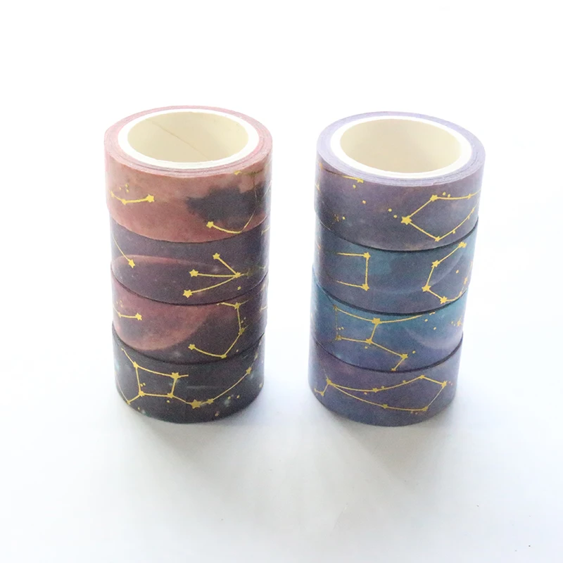 Domikee Nye søde kreative guld folie sky stjerner mønster udsmykning DIY washi papir masking tape ruller sat planner tilbehør 4stk