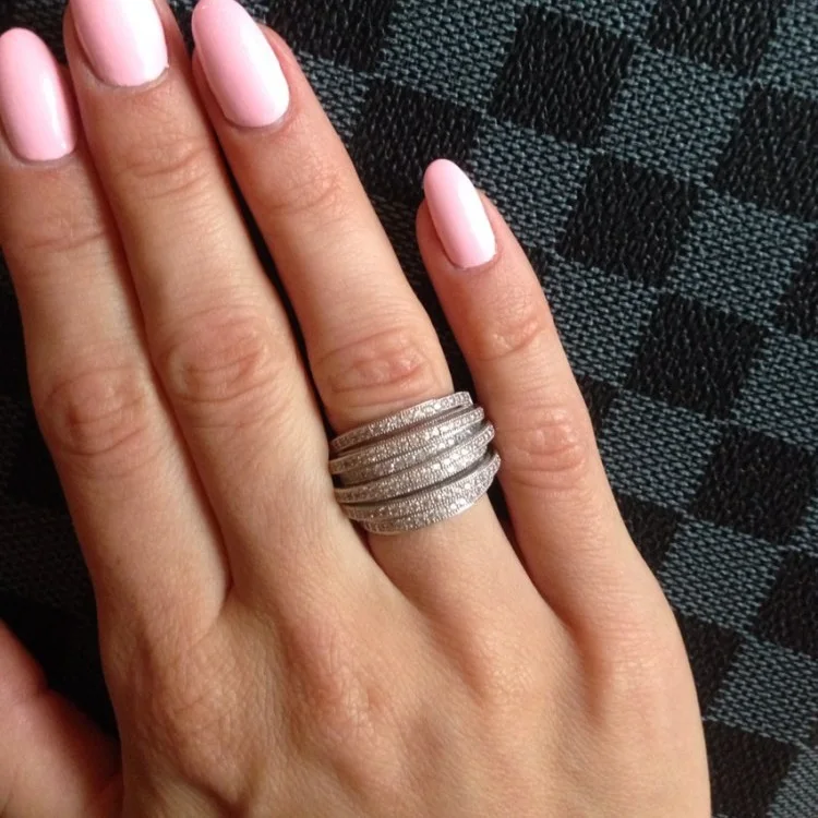 Luksus AAA cubic zirconia micro bane indstilling, multi-lag klar sten fuld finger ring,Bryllup&Fest Smykker til Kvinder R0995