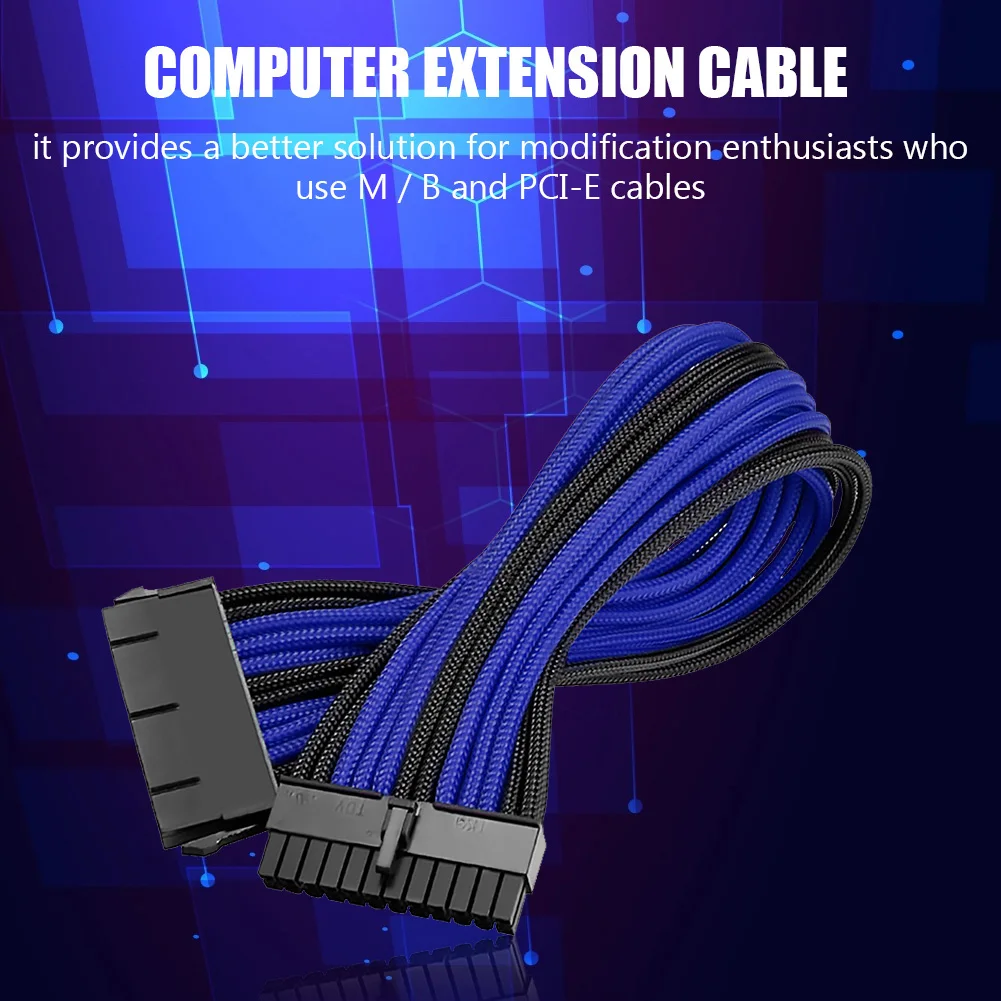 ALLOYSEED 12 tommer PC Langærmet Udvidelse Power Supply Kabel Kit 18AWG 24Pin ATX 4+4Pin EPS 6+2Pin PCI-e 6Pin PCI-e Nyeste