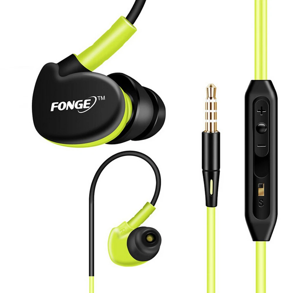 Fonge Sports Brand, der Kører ear Hovedtelefoner Med Mikrofon Stereo Tung Bas Musik, Støj Annullering Hovedtelefoner Sweatproof fone de ouvido