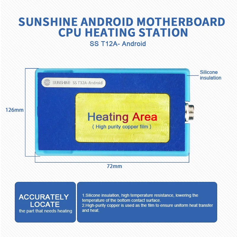 Nyeste SS-T12A Bundkort Lagdelt Android bundkort CPU Varme station Afmontering Platform for mobiltelefon reparation