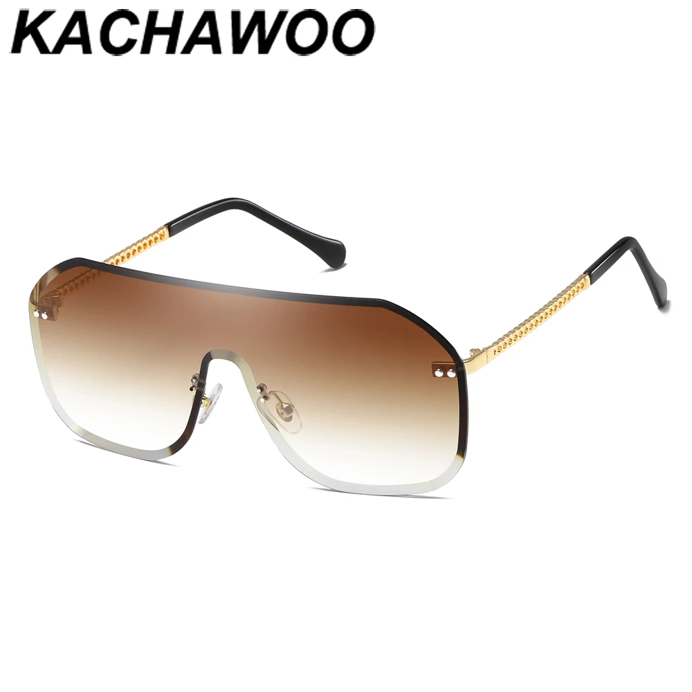 Kachawoo mænd ' s square solbriller uindfattede et stykke linse gradient linse brun sommeren store solbriller til kvinder vindtæt metal