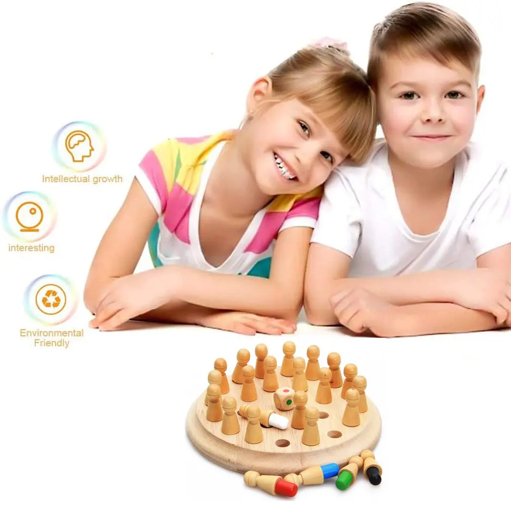 Kids Party-Spil, Træ-Hukommelse Match Stick Spil Skak Sjove Blok Brætspil Pædagogiske Farve Kognitive Evne Legetøj