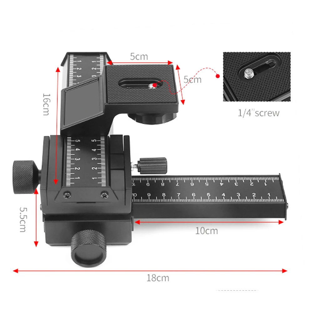 RYH 4-Vejs Makro med Fokus Jernbane Skyderen for Canon, Sony, Nikon, Pentax Close-Up Optagelse af Stativet med 1/4 Skrue til DSLR Kamera