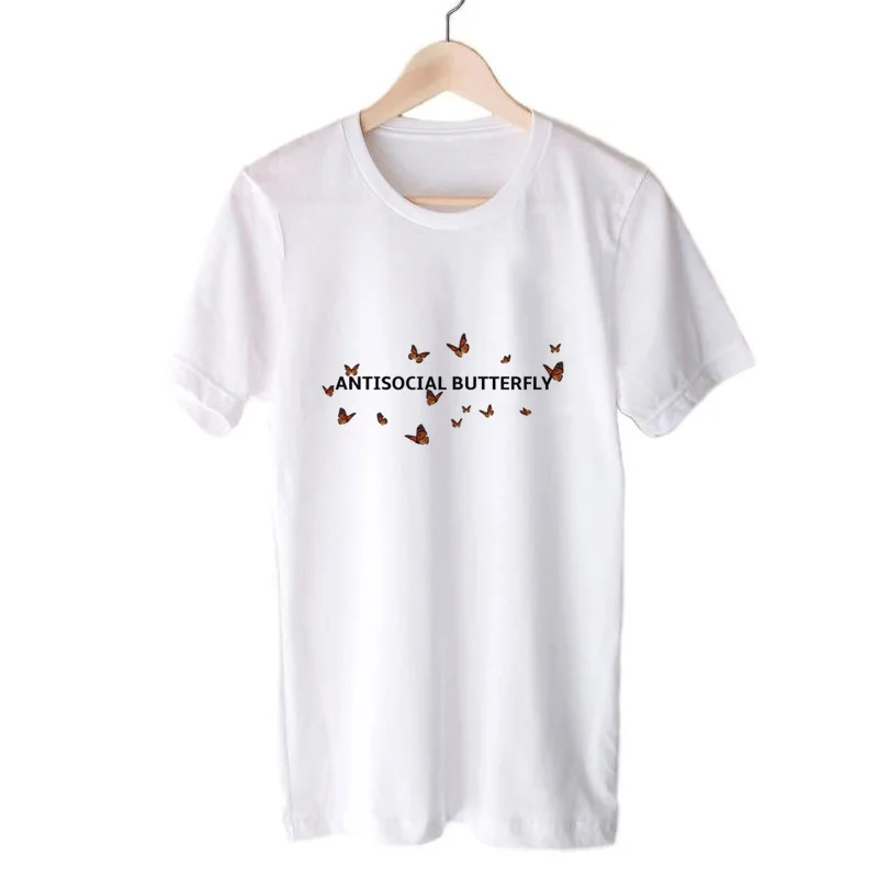 Antisocial Butterfly T-shirt Kvinder Harajuku Sjove Grafiske Tees Sommeren Damer Korte Ærmer Æstetisk Tøj Poleras Mujer
