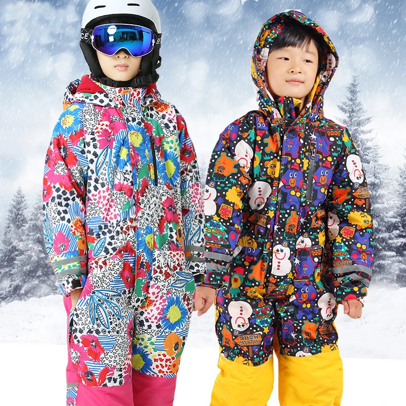 Dollplus 2019 New Kids Drenge Pige Ski, der Passer Vandtæt, Vindtæt Børn Buksedragt Vinter Varm Hætte i Ét stykke Børn Sæt