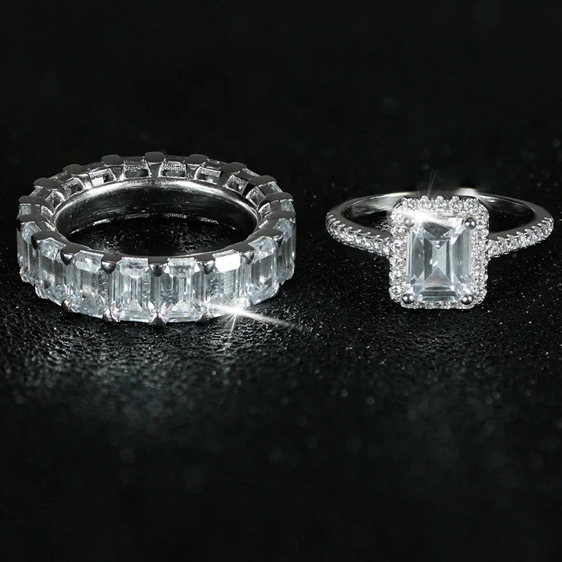 Black Friday Sterling Sølv 925 Ringe Til Kvinder 2 Ct-Ringe 2-Pc-Prinsesse Cut Bryllup Engagement Smykker Ring Sæt R4633