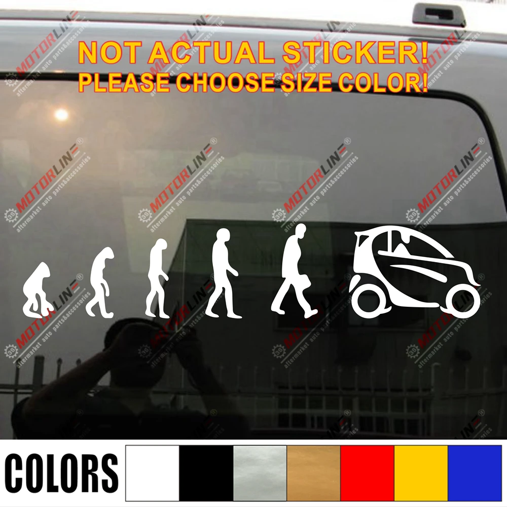 Den menneskelige Evolution Sjove Bil, Decal Sticker Vinyl Die cut Passer til Smart.vælg størrelse nd farve.