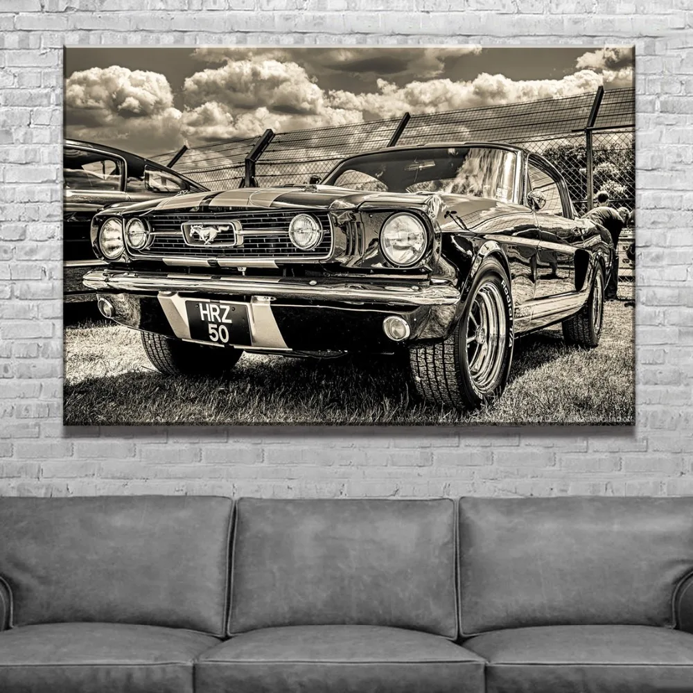 Hjem Dekorative Væg Billede Lærred Maleri 1 Stykke Køretøj Plakat For Moderne Stue Kunst HD Print Ford Mustang Uafgjort