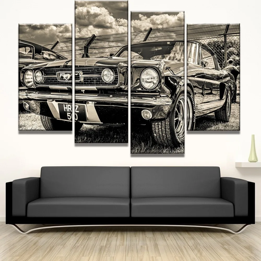 Hjem Dekorative Væg Billede Lærred Maleri 1 Stykke Køretøj Plakat For Moderne Stue Kunst HD Print Ford Mustang Uafgjort