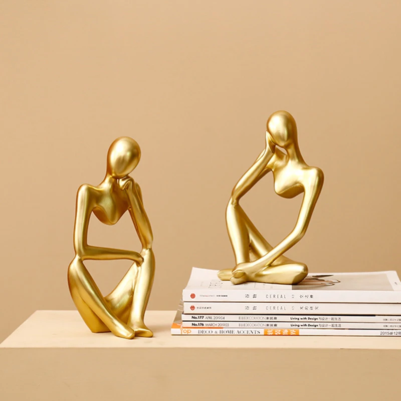 Stue Indretning Abstrakt Tænker, Skulptur Miniature Model For Boligindretning Figurer Håndværk Dekoration, Pynt Gaver