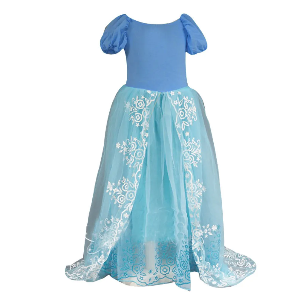 (2Y-8 Y) Piger Mopning Swallowtail Prinsesse kortærmet Kjole Mode Hot Salg Part Kostume Kjole Prinsesse платье S4