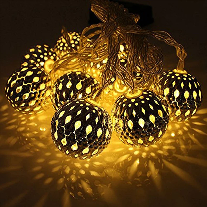 10 LED Solar Retro Stål Bolden Drevet Offentlig String Lys Vandtæt til udendørs Gårdhave Party Bryllup juletræer