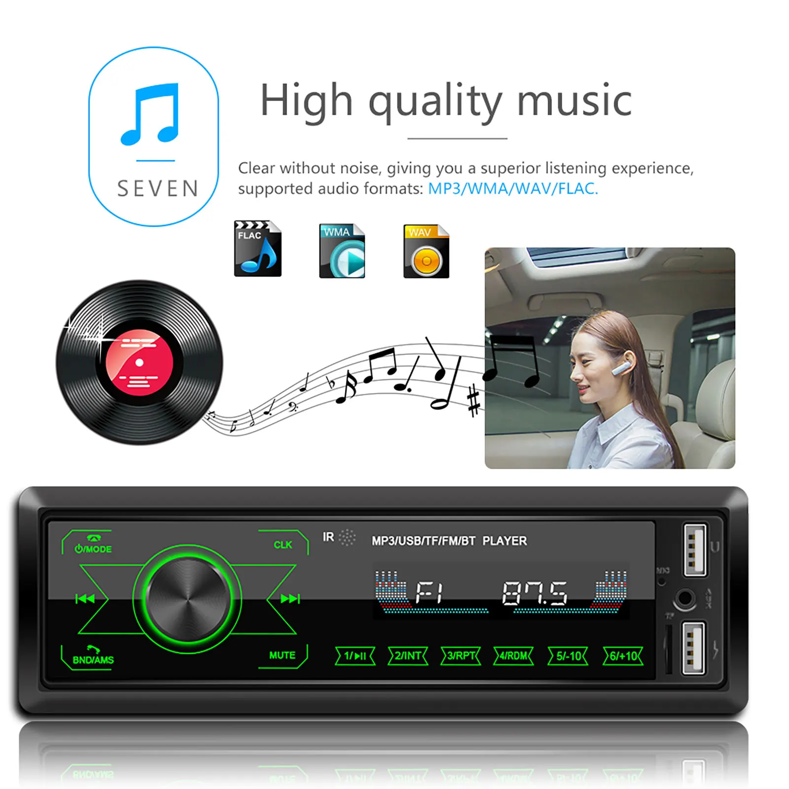 Car Radio 1 DIN Bluetooth Autoradio Bil Stereo FM-Radio Aux-Indgangen Modtager SD USB MP3-Afspiller, Auto Radio-Car Multimedia-Afspiller