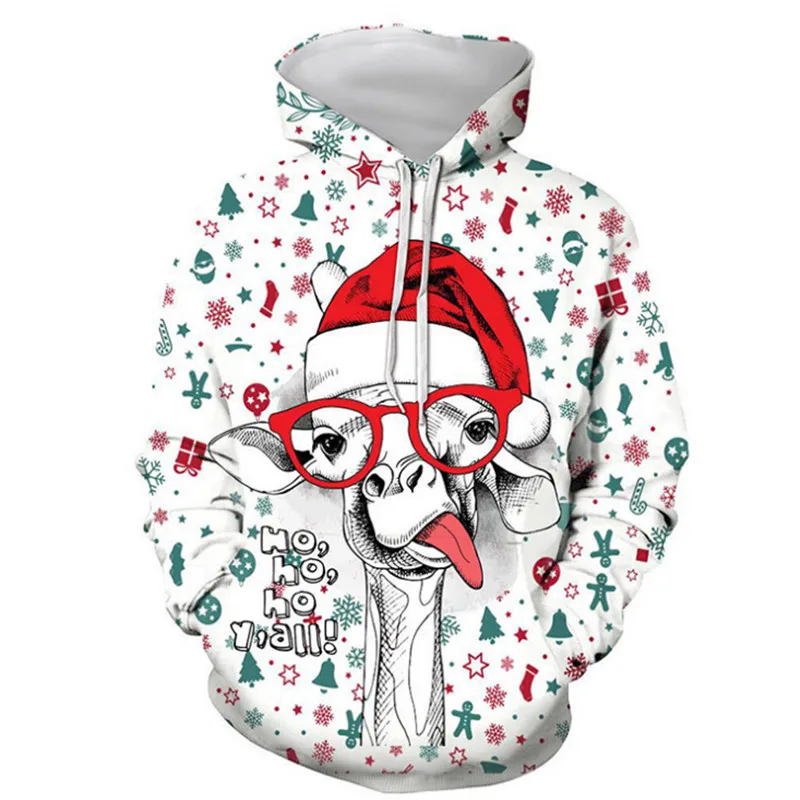 3D Unisex Udskrivning Hooded Sweater Nyhed Trøjer Ugly Jul Sweater Sjove Jul Sweater, Pullover Elskere Tøj