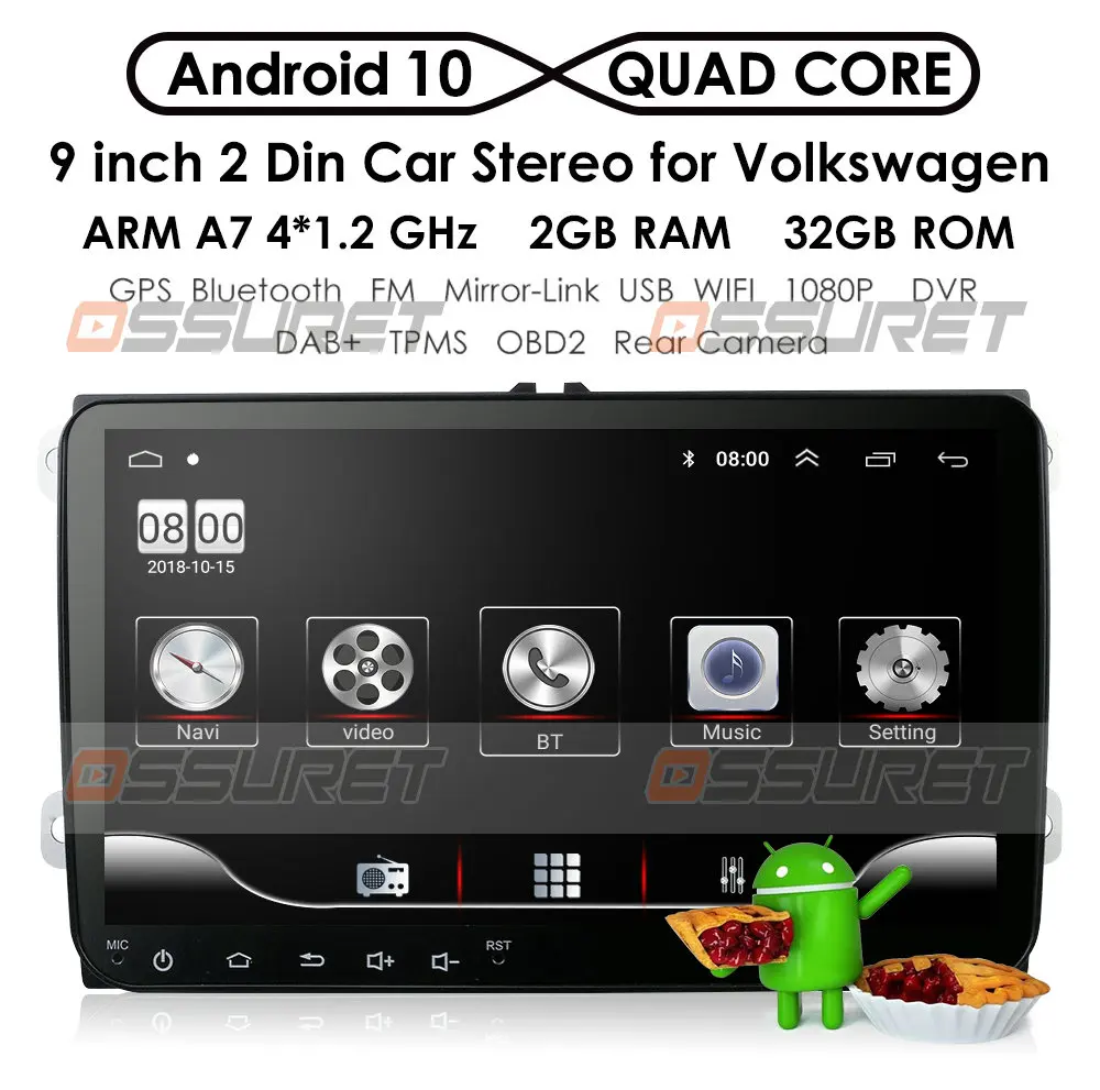 2+32/2+16 Android-10 2Din Til VW/Volkswagen/Golf/Polo/Tiguan/Passat/b7/b6/leon/Skoda/Octavia bil Radio GPS-Car Multimedia-afspiller