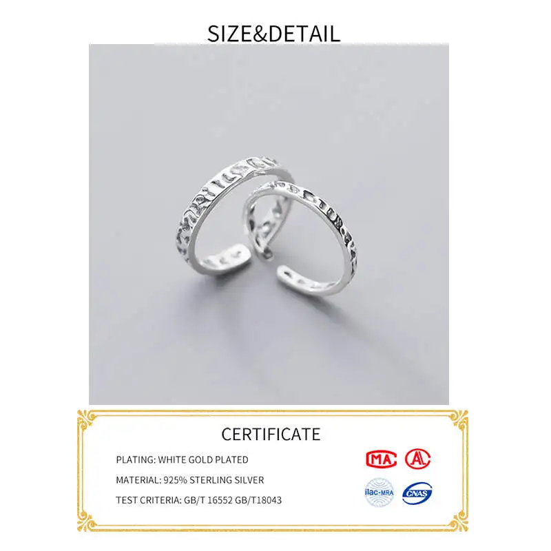 INZATT Ægte 925 Sterling Sølv Geometriske Uregelmæssige Justerbar Ring For Mode Kvinde, Minimalistisk Fine Smykker Punk Tilbehør