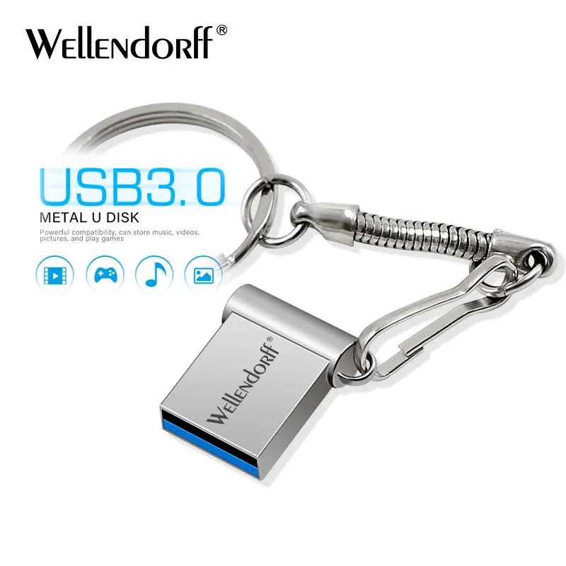 USB-Flash-Drev, Pen Drive 32GB 64GB Metal Mini-USB 3.0 Flash Disk 16GB 128GB Hukommelse Stick Ekstern hukommelse Stick 64 gb