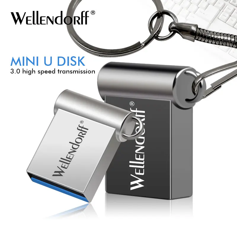 USB-Flash-Drev, Pen Drive 32GB 64GB Metal Mini-USB 3.0 Flash Disk 16GB 128GB Hukommelse Stick Ekstern hukommelse Stick 64 gb