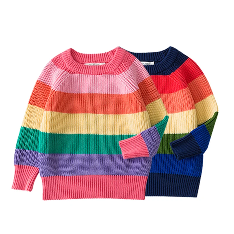 2020 Baby Dreng Pige Regnbue Stribet Langærmet Kint Sweater Mode Drenge Piger Trøjer Efteråret Lille Barn, Børn, Tøj Toppe Outfit