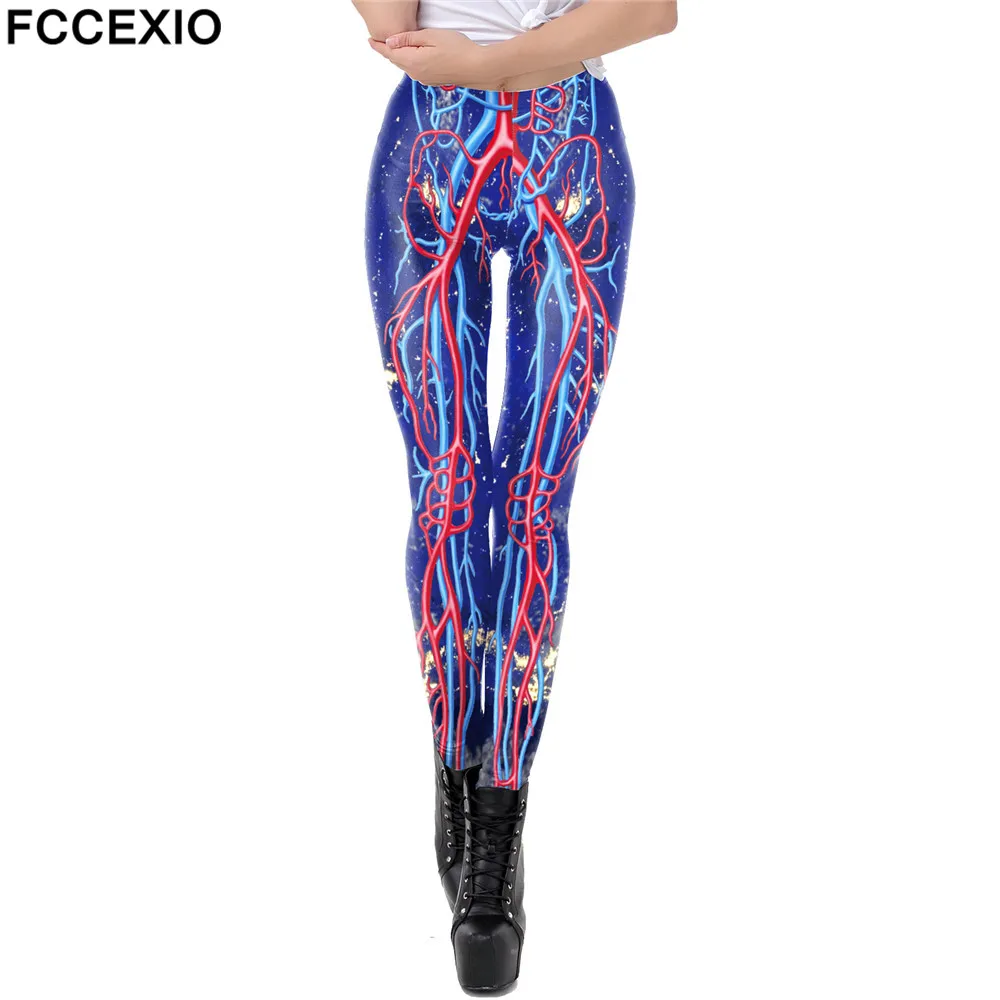 FCCEXIO Ghost Print Kvinder Leggings Mode Halloween Træning Bukser Kraniet Karneval Slim Pants Plus Size Kvinde Fitness Bukser