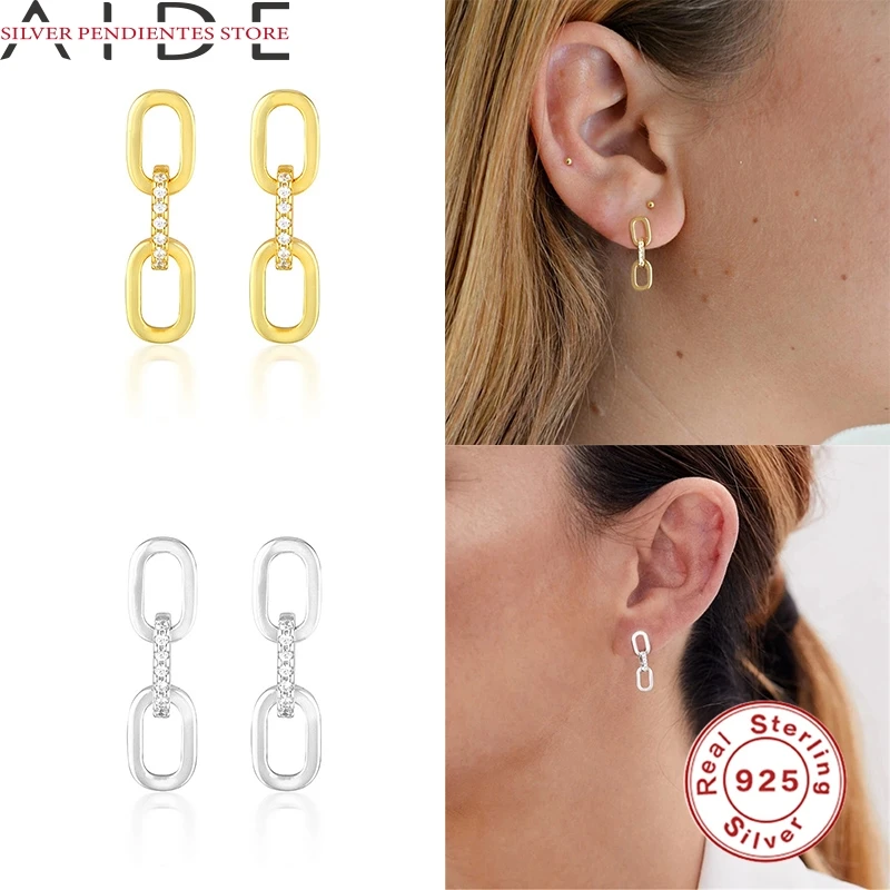 AIDE Personlighed Sterling Sølv 925 Diamant Øreringe Kvinder Mode Smykker 2020 Nye Geometri Trendy Øreringe Pendientes