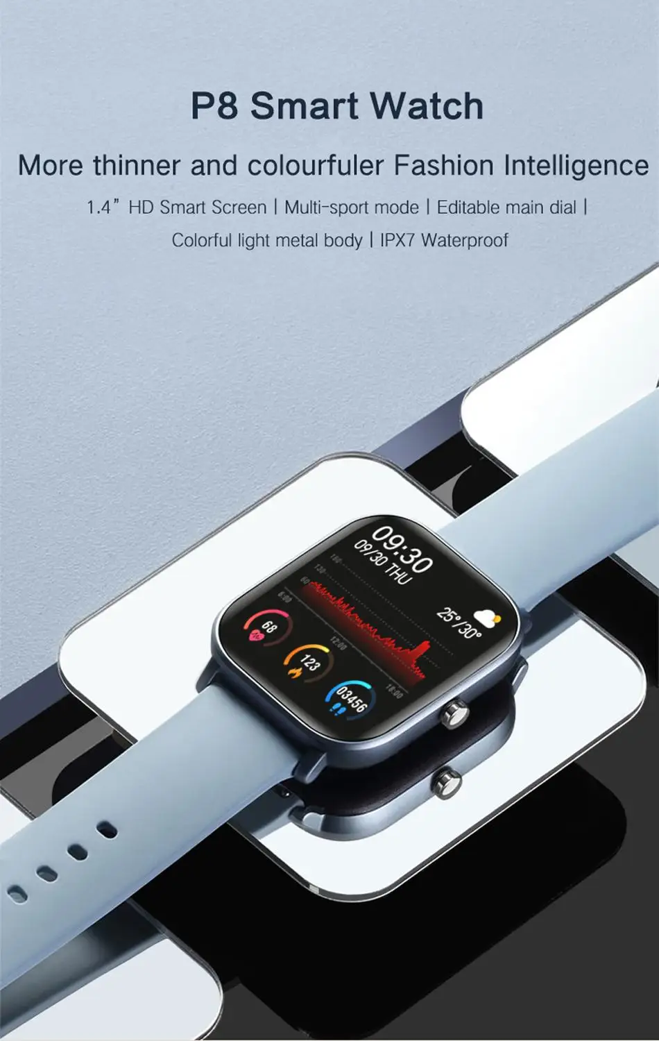 P8 1,4 tommer Smart Ur til Mænd med Fuld Touch Smart Band Trænings-og Tracker puls, Blodtryk Tracker Smart Ur Kvinder Smartwatch