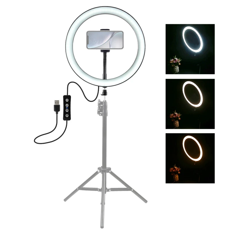 Ring Lampe Supplerende Lys Anker Mobiltelefon Live-Fotografering med selvudløser-Lampe Polarless Dæmpning LED Supplerende Lig