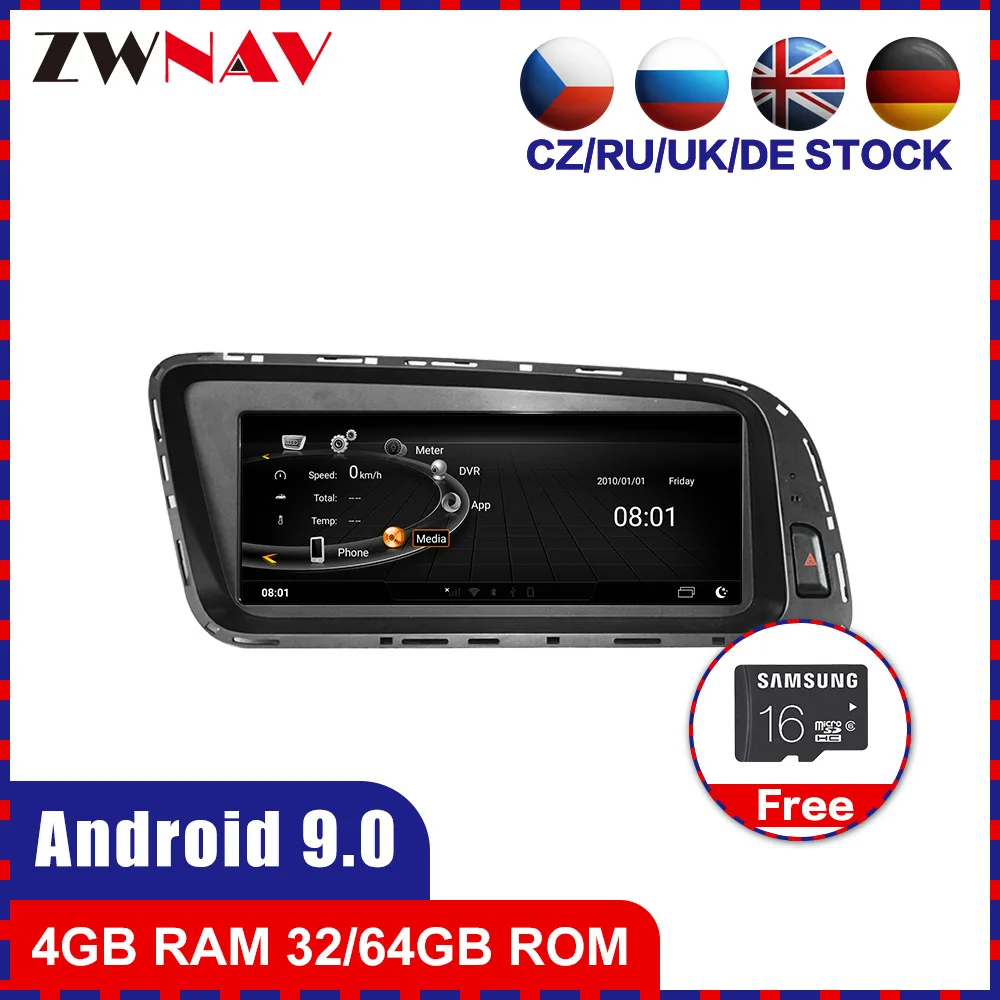 Touch screen Android 9.0 Bilen multimedia-Afspiller, GPS-Audio Navigation for AUDI Q5 A4 B8 2009-radio stereo head unit gratis kort