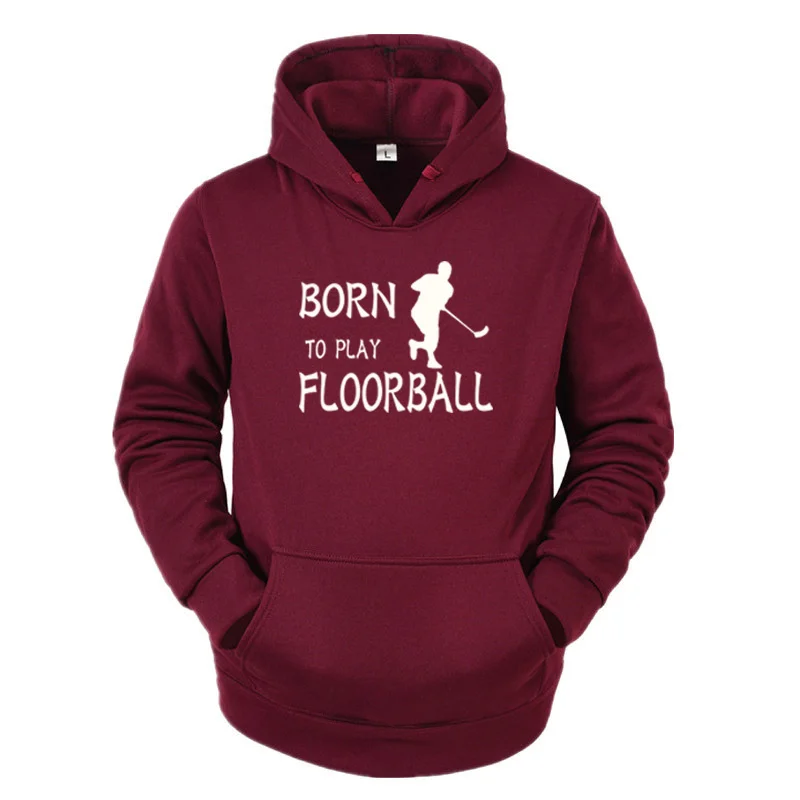 Streetwear til Mænd Sweatshirt Klassisk Mønster Hoodie Brugerdefinerede Født til At Spille Floorball Gave, Fødselsdag Hoody for mænd Berømte Humoristisk