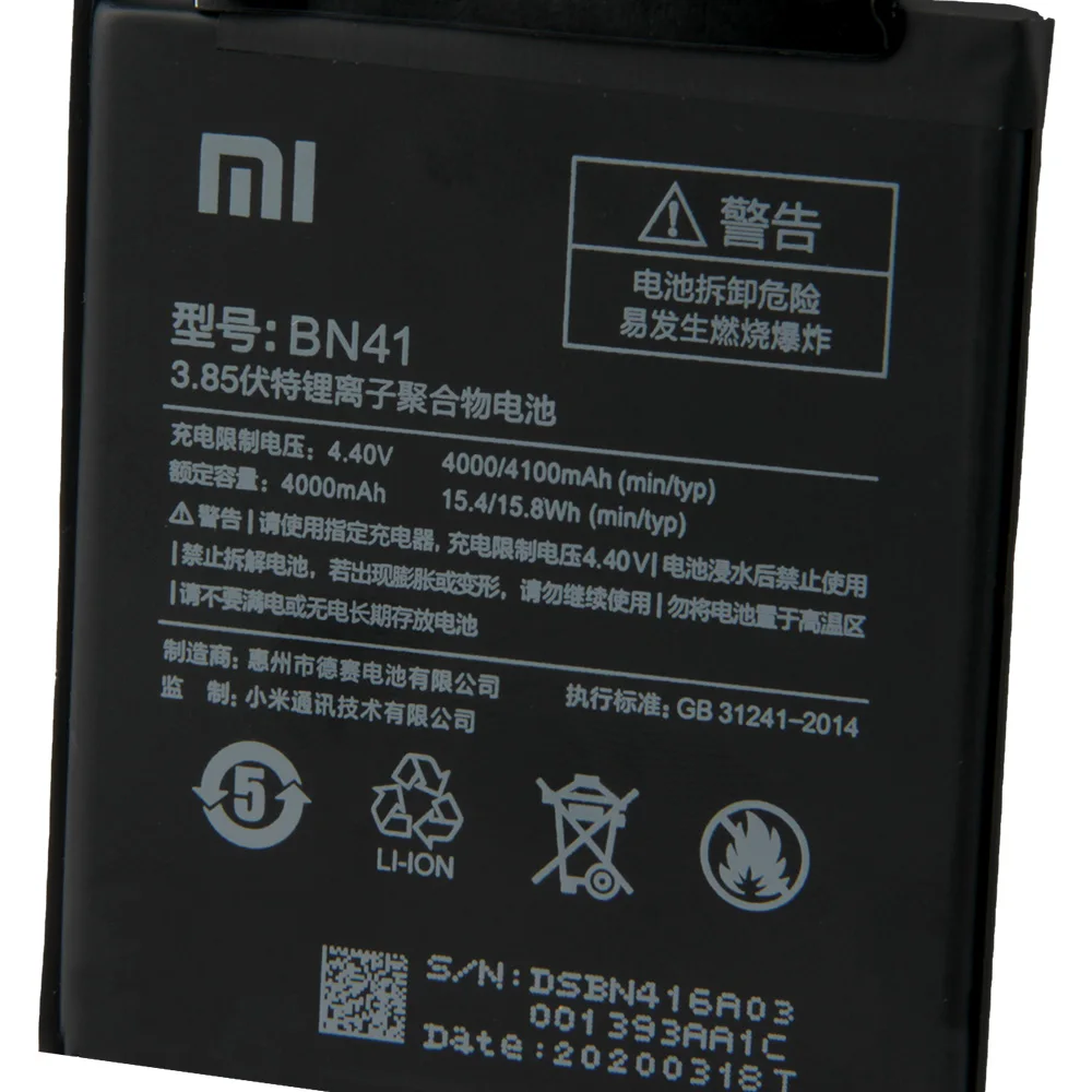 Xiao Mi Oprindelige Udskiftning Mobiltelefon Batteri BN41 For Xiaomi Redmi Note 4 Redmi Note4 Bemærk, 4X BN41 Genopladeligt Batteri 4100mAh