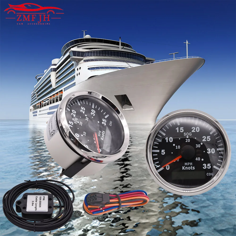 85mm Bil, Båd GPS Speedometer Vandtæt 35 Knob 40 km / H Speedometer Måle passer Marine Med Auto-Baggrundslys 9~32V