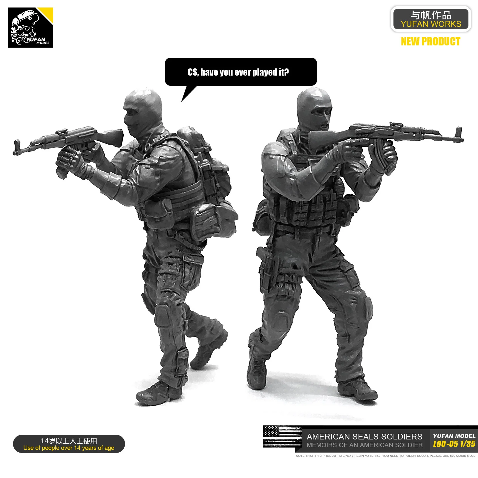 Yufan Model 1/35 Figur Harpiks Soldat Af Anti-terrorist Elite Force Model Kit Loo-05