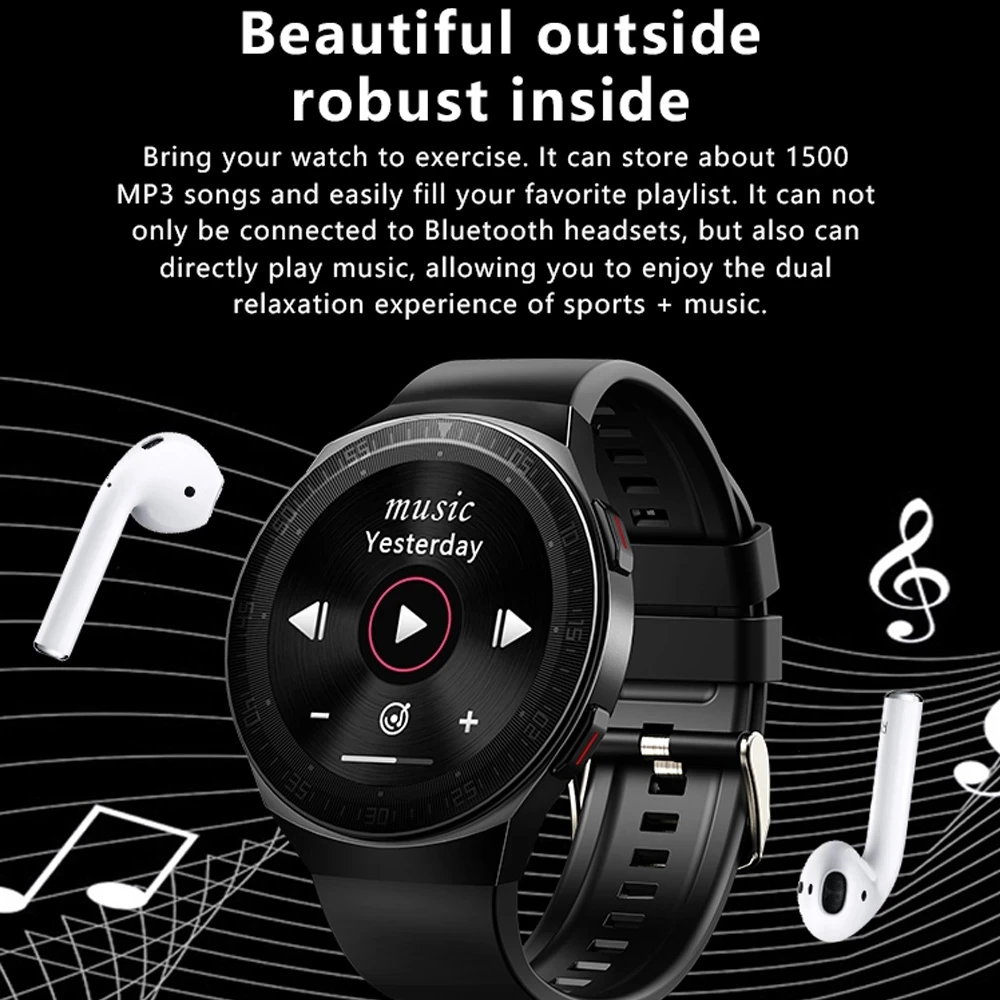 MT-3 8G Hukommelse Musik Smart Ur Mænd Bluetooth Opkald, Fuld Touch-Skærm, Vandtæt Smartwatch Optagelse IOS Sport Fitness Tracker