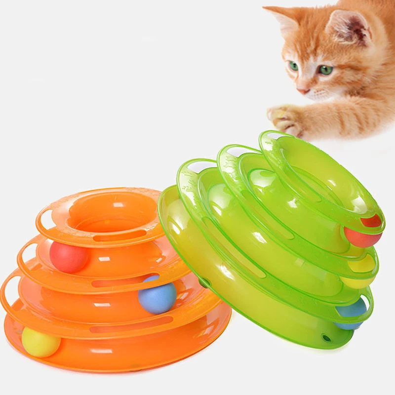 Tre Niveauer Pet Cat Toy Uddannelse Morskab Plade Killing Tower Spor Disc Kat Intelligens Morskab Triple Disc tumblere