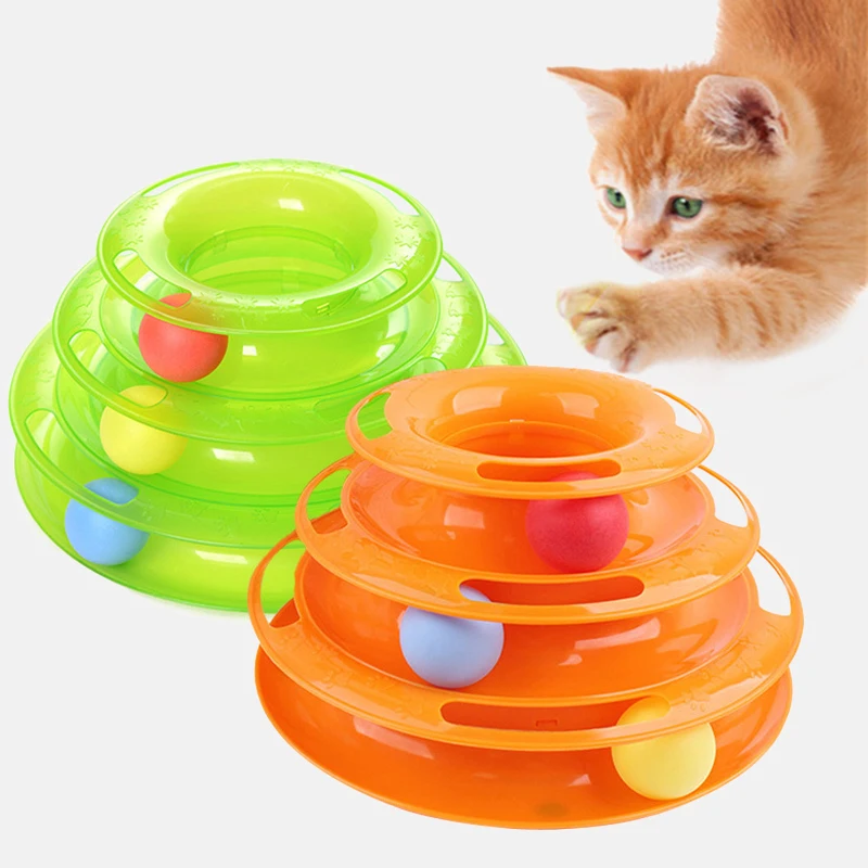 Tre Niveauer Pet Cat Toy Uddannelse Morskab Plade Killing Tower Spor Disc Kat Intelligens Morskab Triple Disc tumblere