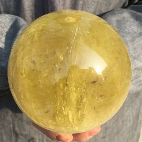 100-110mm Naturlig citrin quartz krystal Kugle kugle Healing