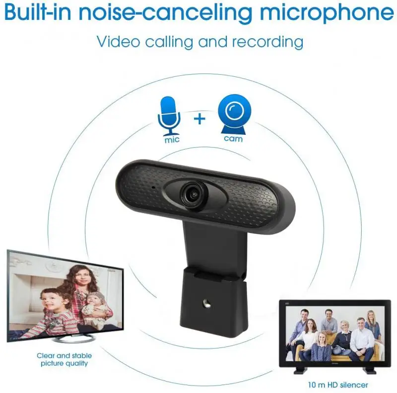 1080P HD-webcam med indbygget mikrofon til bærbare og stationære computere Android TV high def fast fokus web-kamera med digital stereo mikrofon