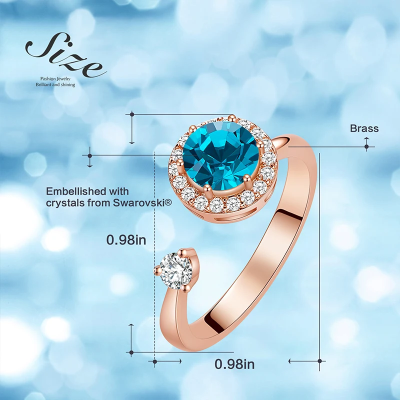 CVU Kvinder, Guld Farve, Rotere ring med Krystaller fra Swarovski Justerbar Ring Smykker Mode Romantisk Valentins Dag Gaver