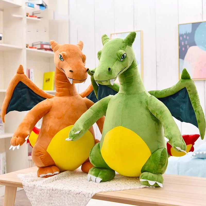 Nye bløde dinosaur stor plys baby legetøj anime tal fyldte charizard store bløde dukke simulering brand vejrtrækning dragon kids legetøj