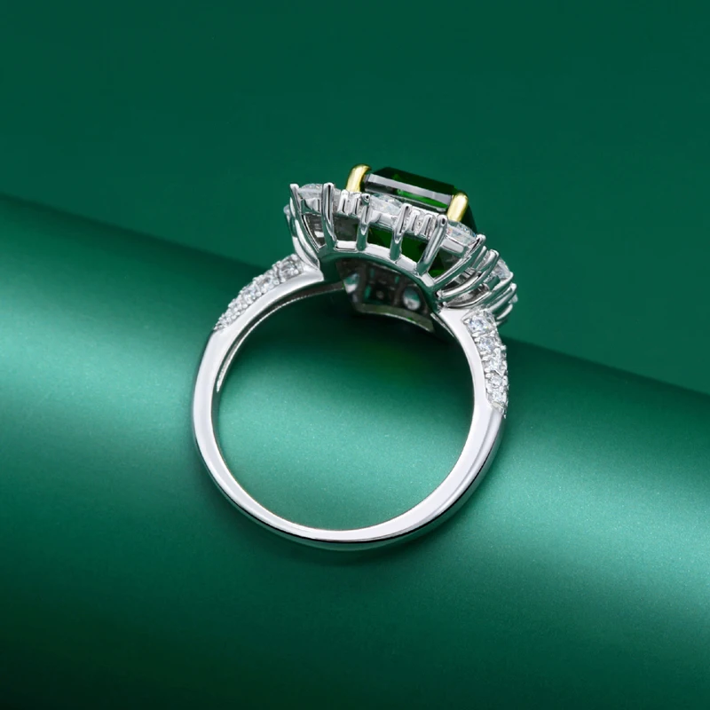 OEKDFN Vintage S925 Sterling Sølv Ring For Kvinder 9*11mm Skabt Emerald Bryllup Engagement Smykker Kvinder Cocktail-Party Ringe
