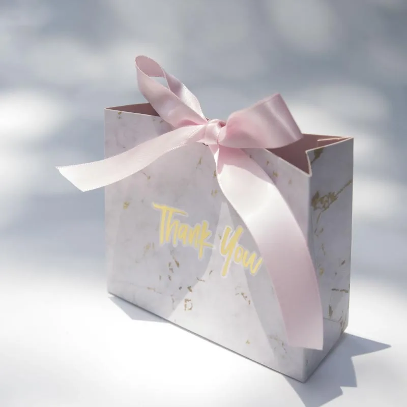 20pcs Grå Marmor Sløjfeknude Gave Pose Chokolade Cookies Candy Bokse Til fødselsdagsfest, Baby Shower, Bryllup Dekoration Papir Box